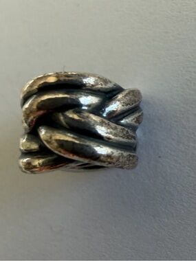 Pandora S925 ALE Silver Woven Openwork Charm Bead